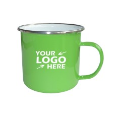 High Quality 17oz Green Enamel Mug with Silver Rim